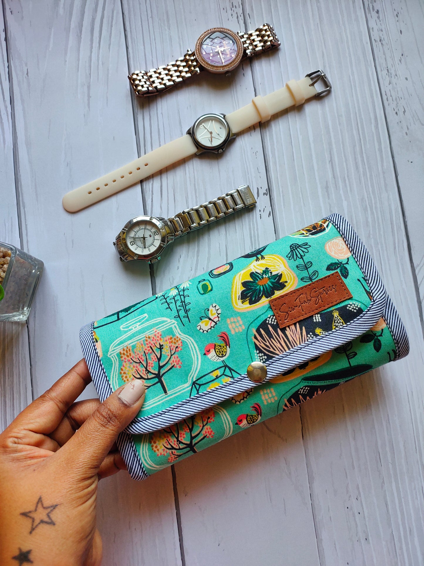 Watch Organizer - Sea Green Pattern