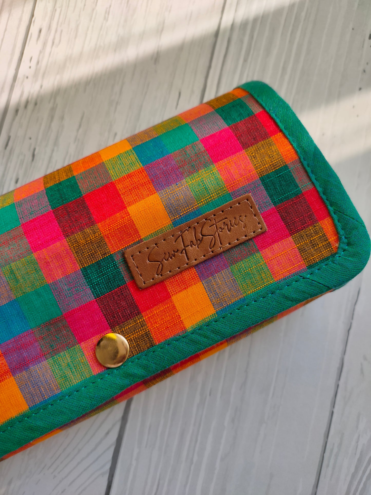 Watch Organizer - Green Madras checks