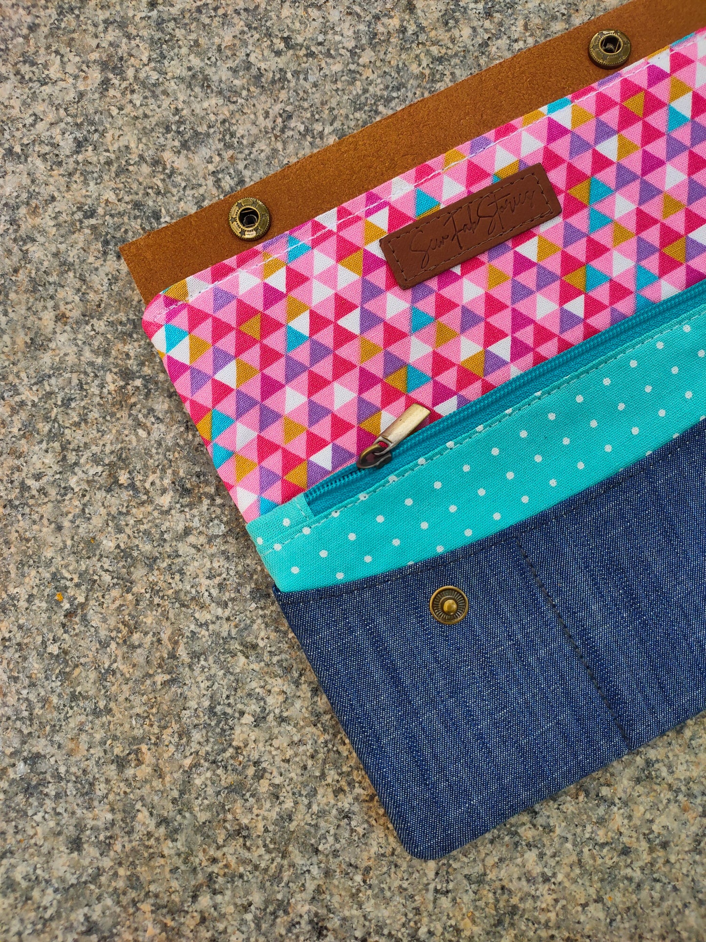 Minimalist Wallet - Abstract Pink Triangles