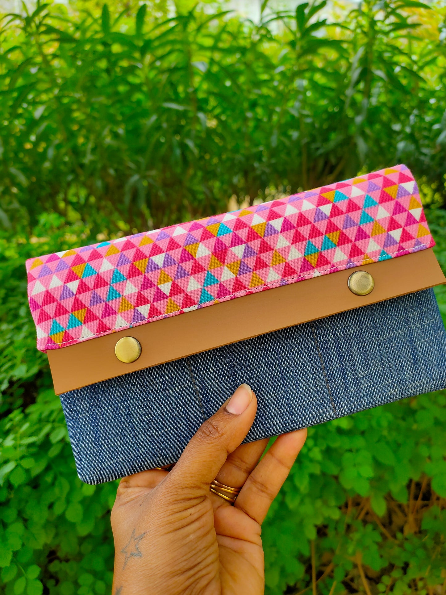 Minimalist Wallet - Abstract Pink Triangles