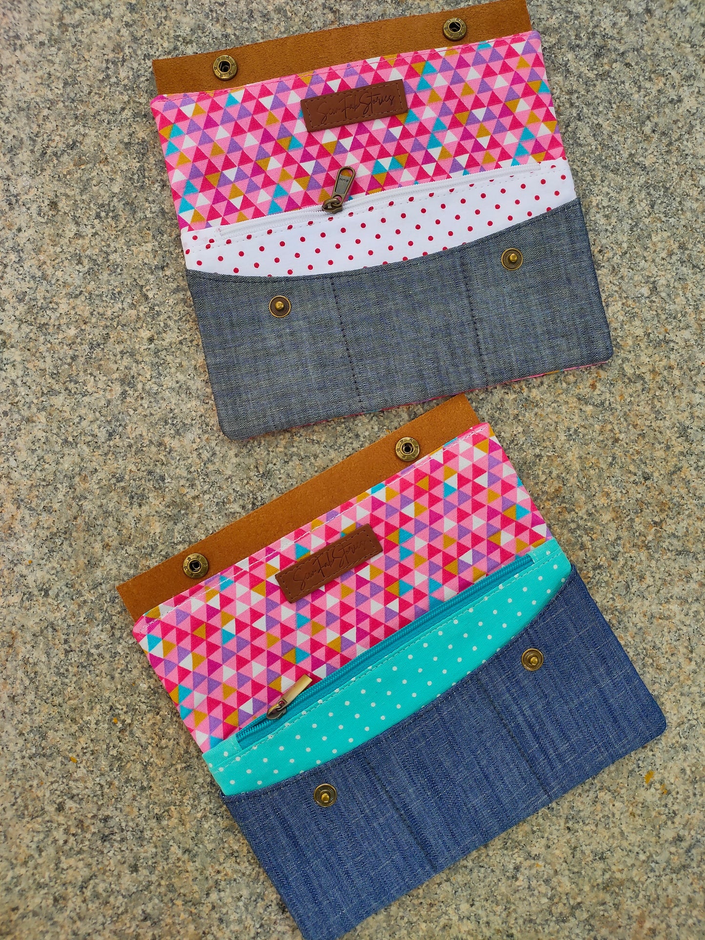 Minimalist Wallet - Abstract Pink Triangles