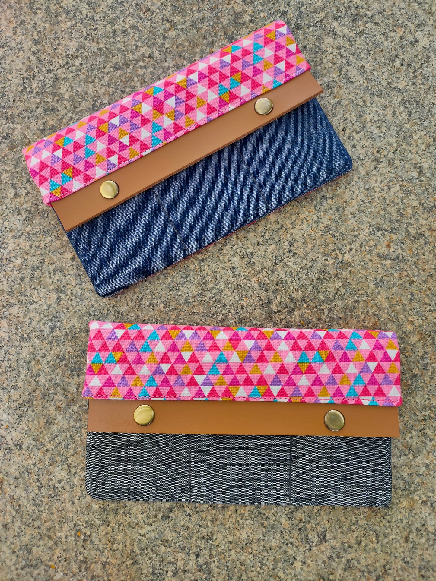 Minimalist Wallet - Abstract Pink Triangles