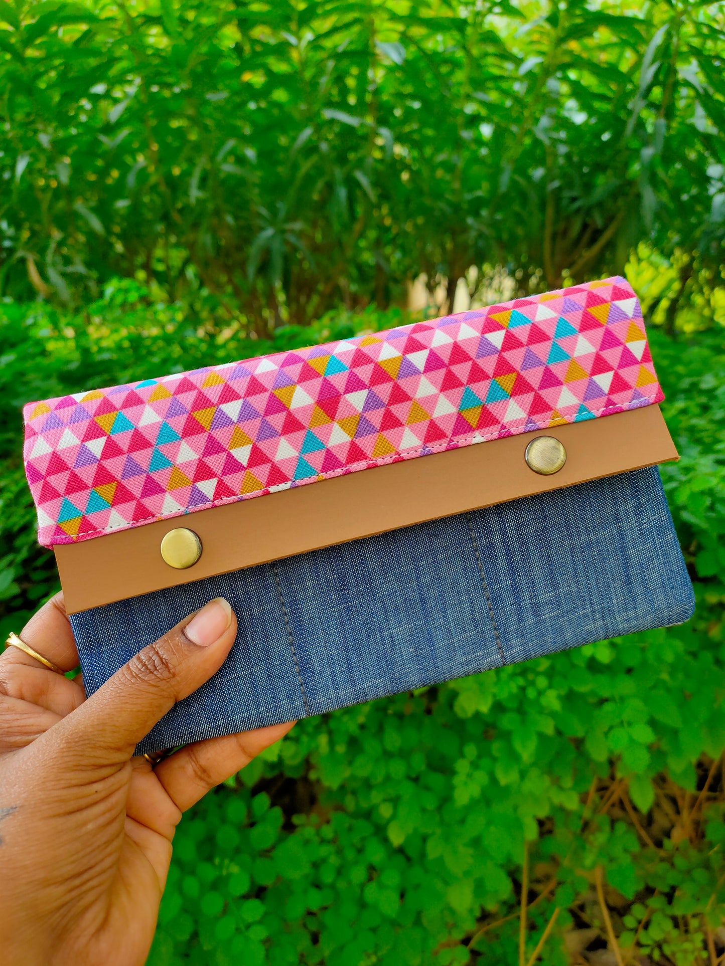 Minimalist Wallet - Abstract Pink Triangles
