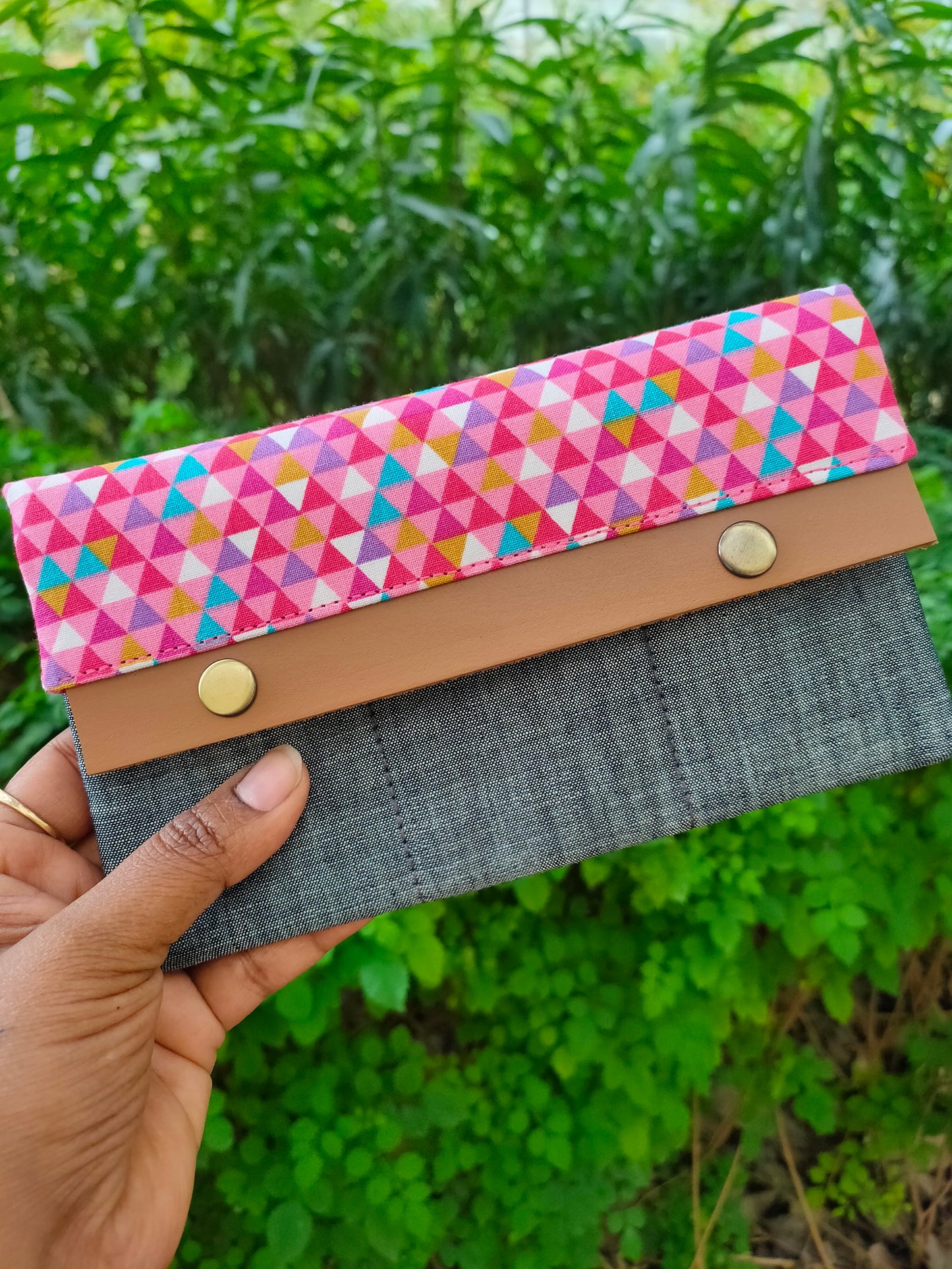Minimalist Wallet - Abstract Pink Triangles