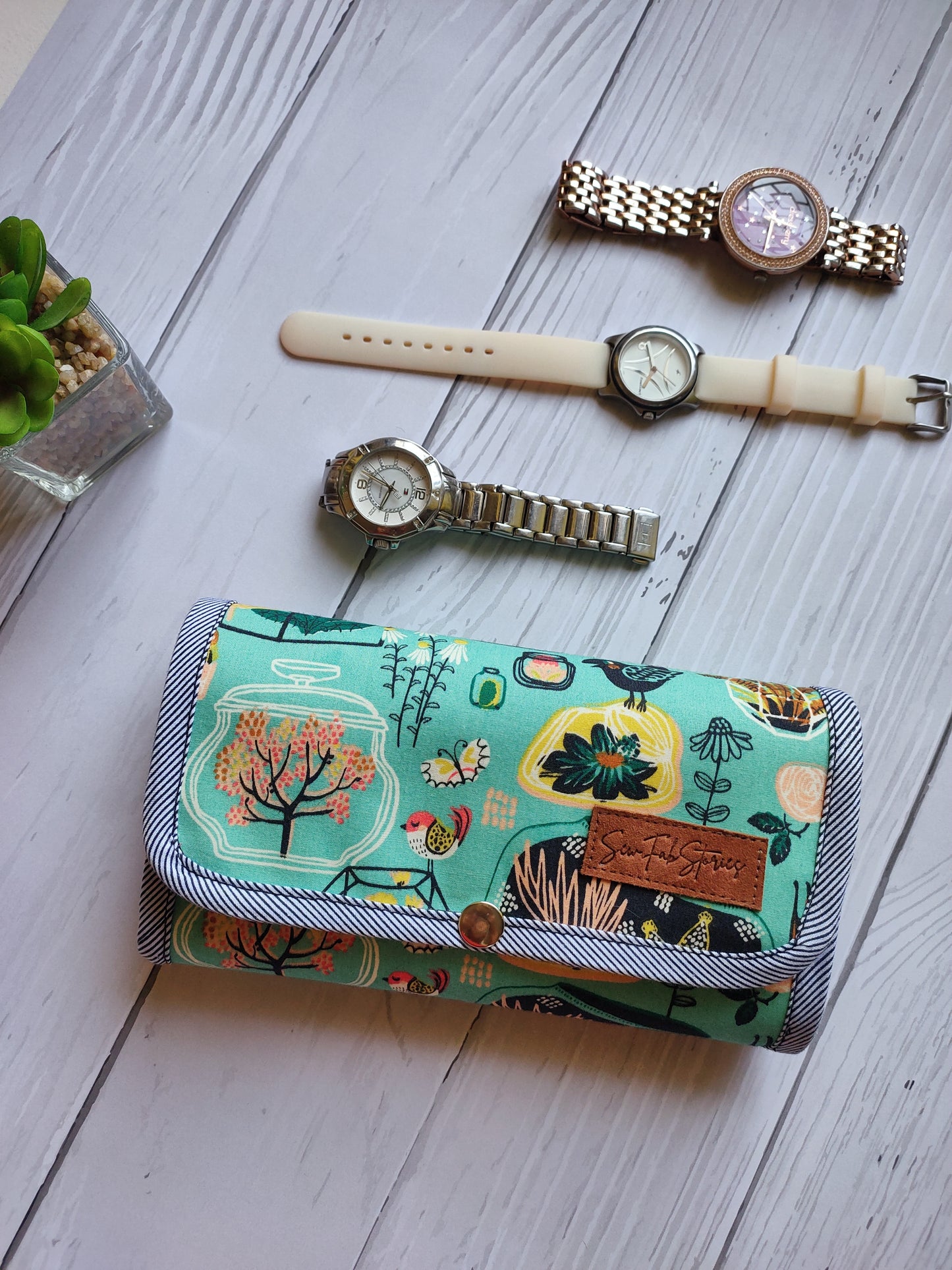 Watch Organizer - Sea Green Pattern