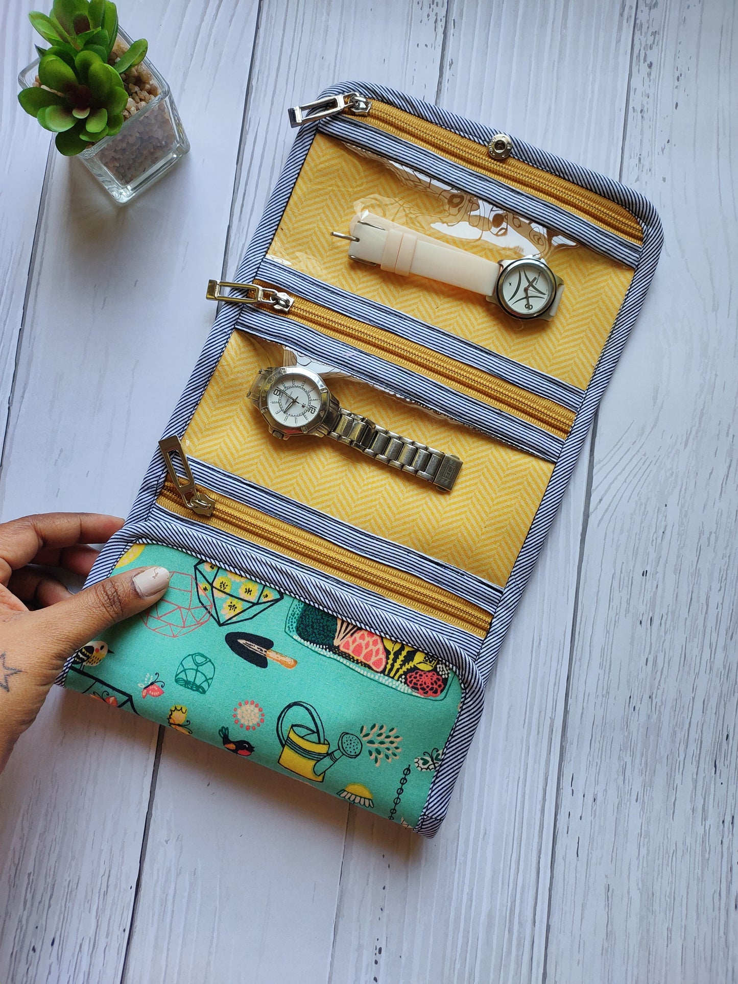 Watch Organizer - Sea Green Pattern