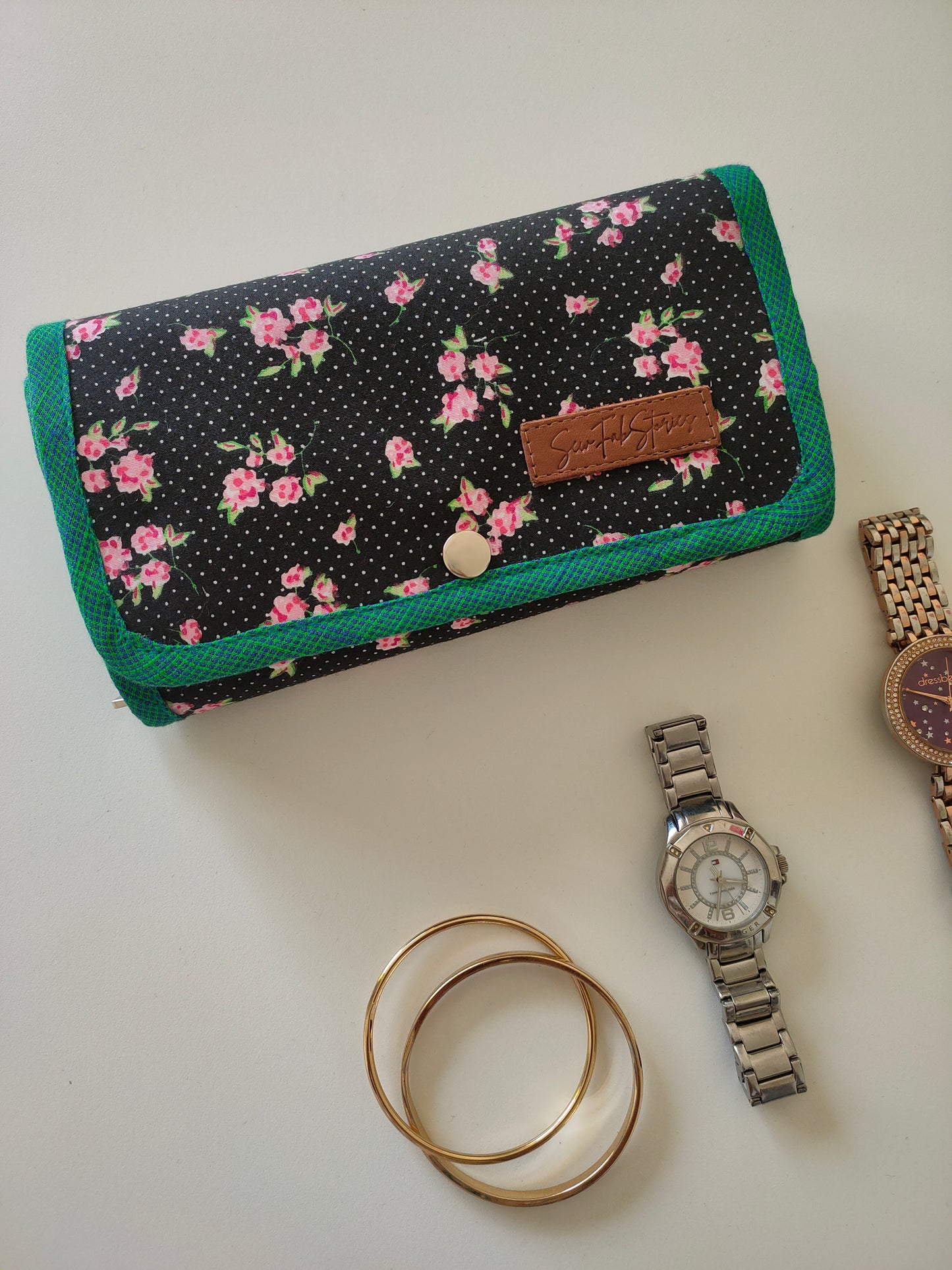 Watch Organizer - Black floral