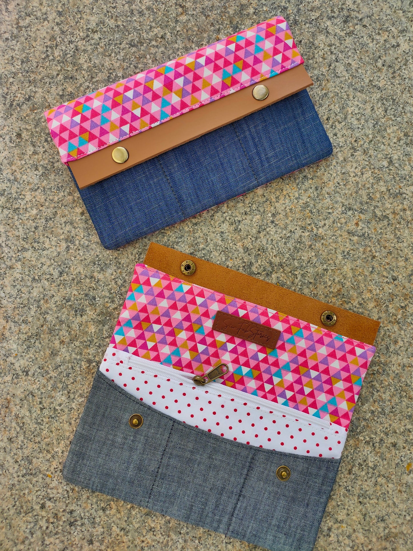 Minimalist Wallet - Abstract Pink Triangles