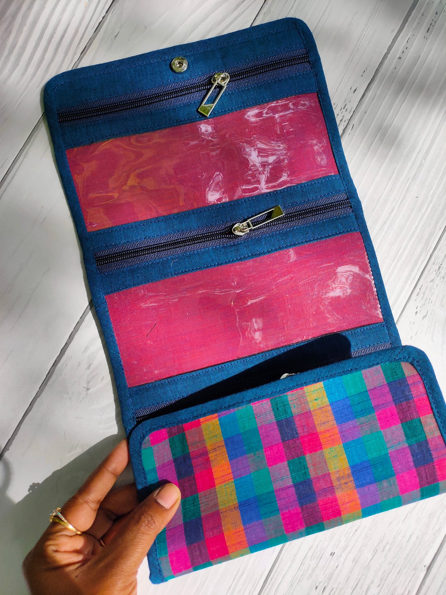 Watch Organizer - Blue Madras Checks