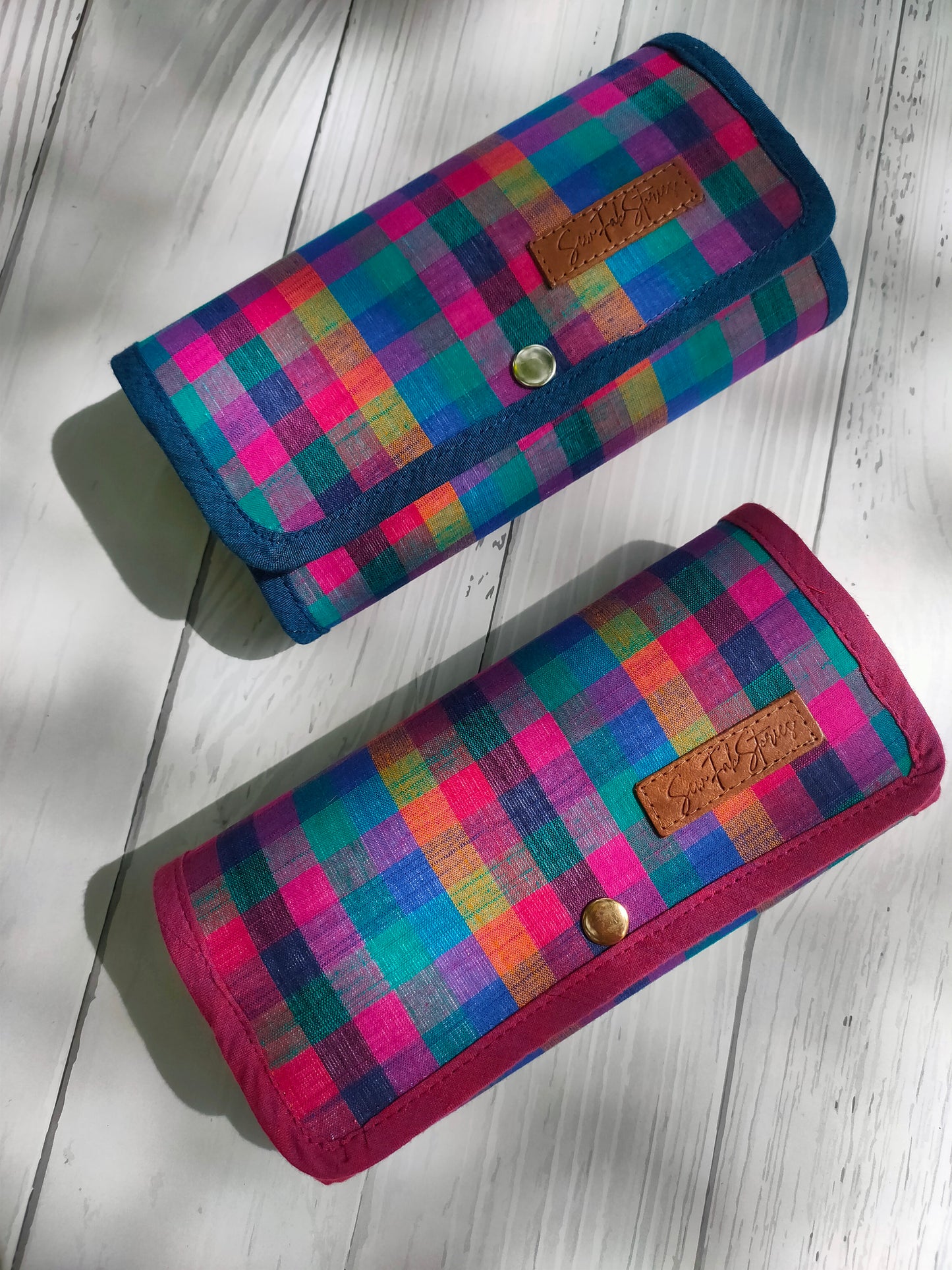 Watch Organizer - Blue Madras Checks